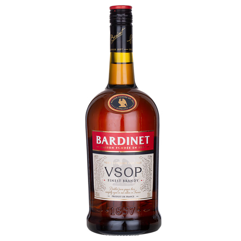 必得利(bardinet)洋酒 法国原装进口 白兰地 vsop 裸瓶 1l 1瓶