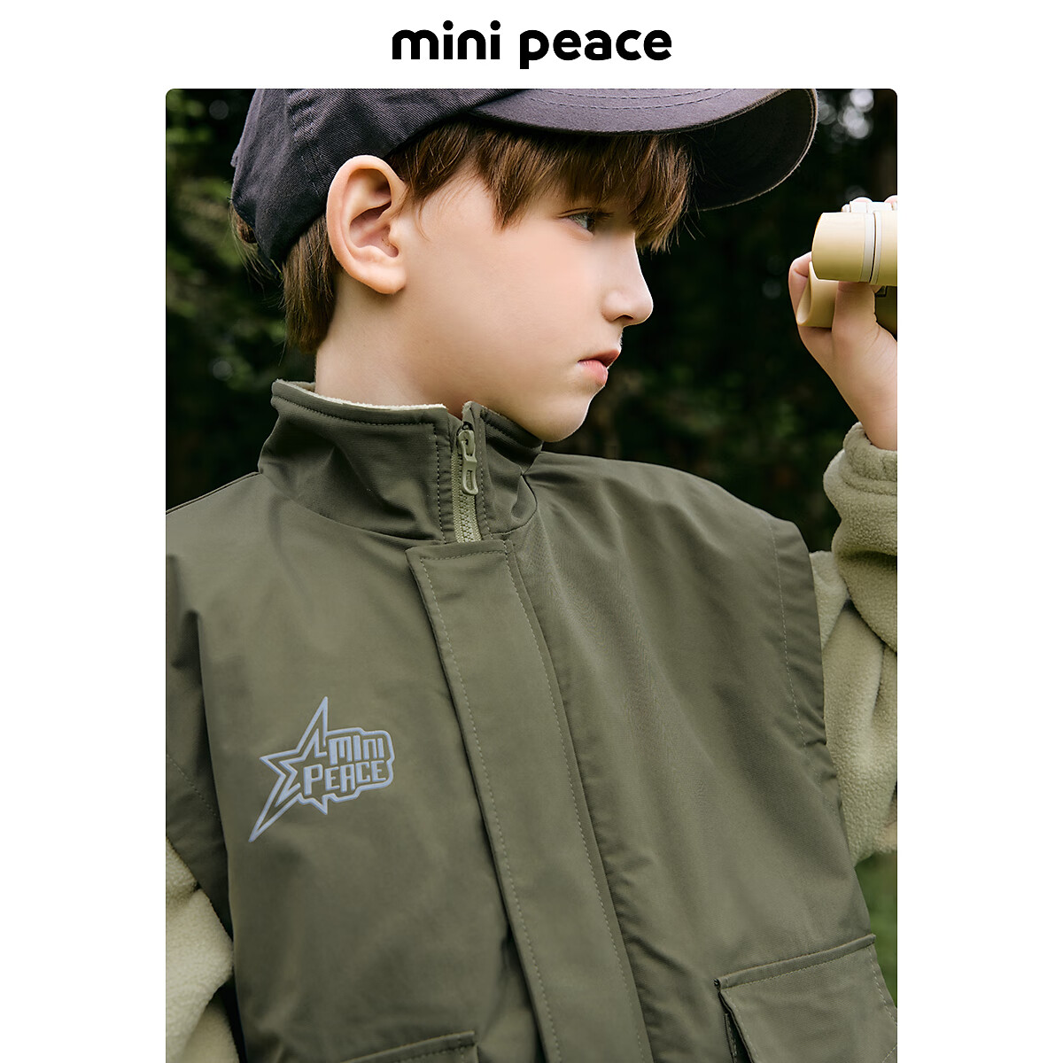 MiniPeace太平鸟童装秋新男童夹克F1BCE3B37 灰绿色1 150 cm