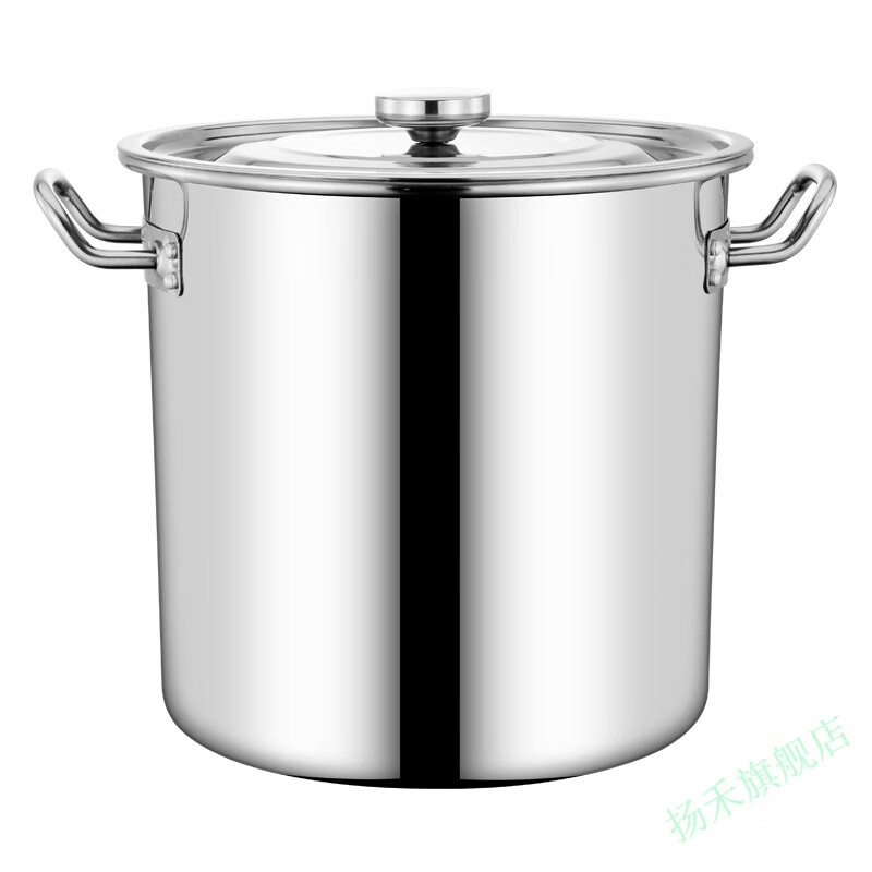 恒棘孜阙 304不锈钢桶带盖汤桶不锈钢锅汤锅加厚商用燃气圆桶水桶卤锅