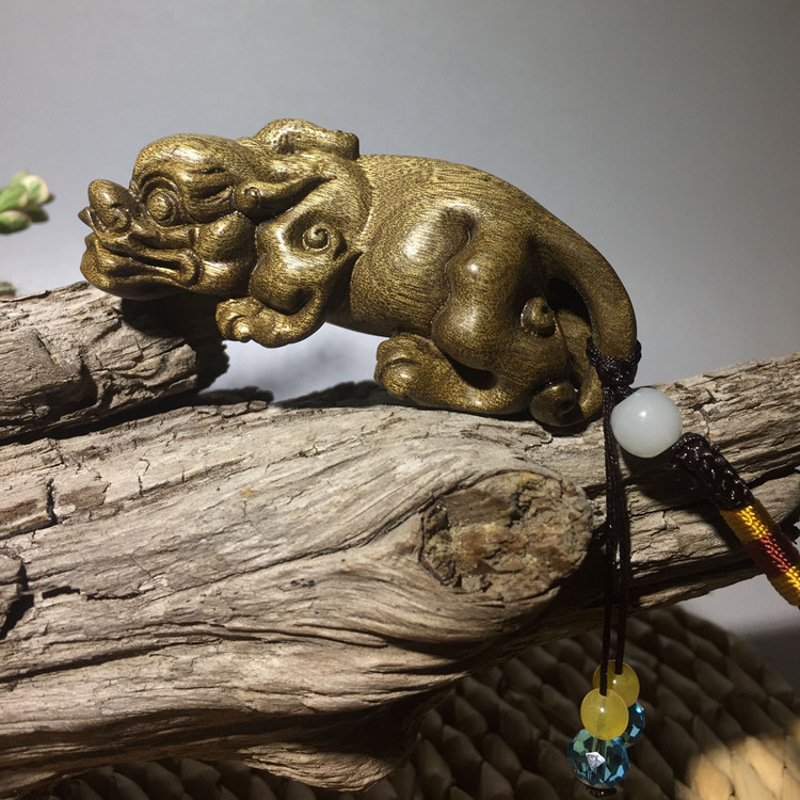 金丝楠木雕貔貅手把件 招财家居摆件 阴沉木创意文玩挂件工艺礼品 长