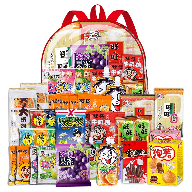 旺旺儿童零食大礼包107包旺仔小馒头牛奶健康营养小吃礼盒生日送礼品