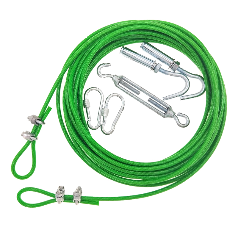 俱威 晾衣绳包塑钢丝绳（可按需裁剪）承载力强 4mm包塑10米绿色(室内外配件）