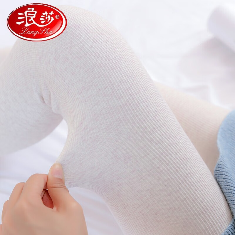 浪莎豎條紋連腳褲襪螺紋白色修身連褲襪棉質(zhì)中腰打底襪春季 咖啡色 1條 均碼 連褲襪