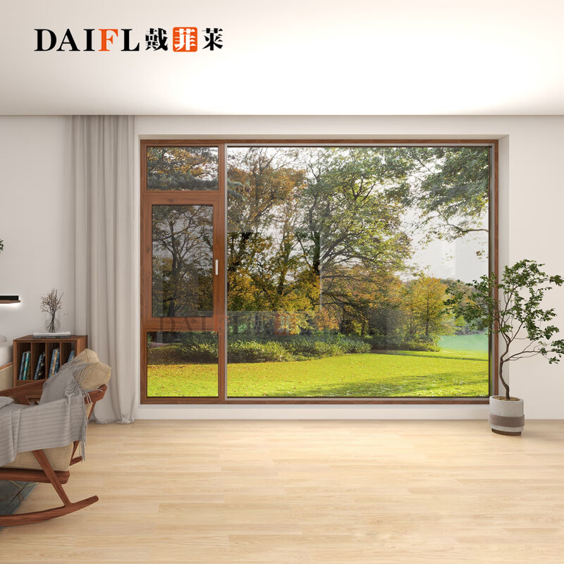 戴菲莱别墅断桥铝门窗封阳台铝合金隔音中空玻璃铝包木落地平开窗阳光
