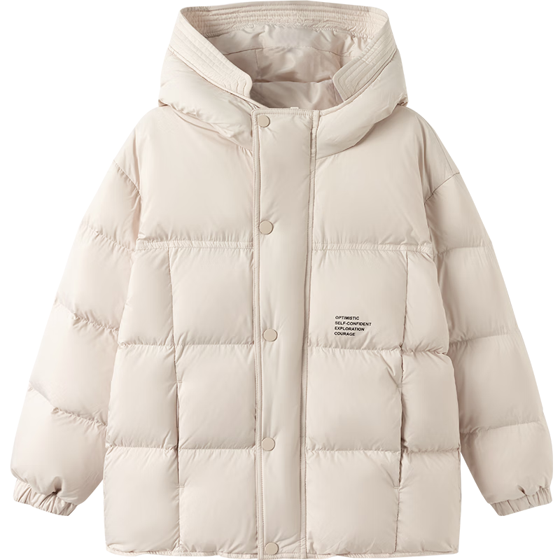 巴拉巴拉童装儿童羽绒服新男童外套女童冬季连帽宝宝大童小童 浅卡其50311-白鸭绒 110 cm（含绒量76g）
