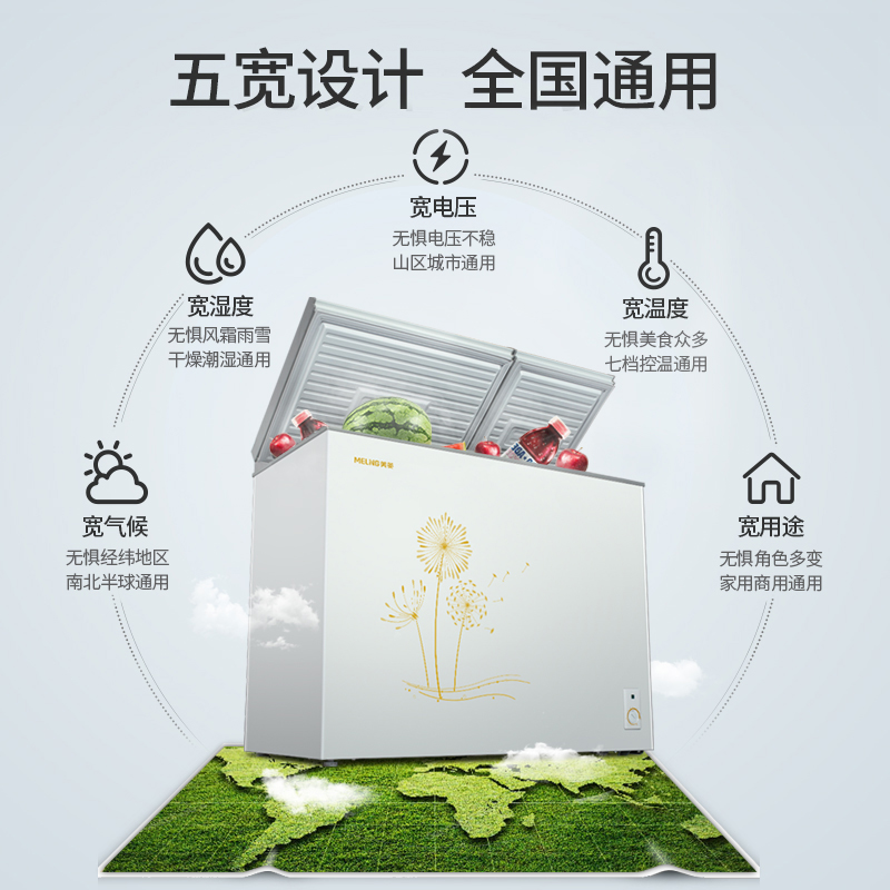 美菱(MELING)220升冰柜雙箱雙溫家用商用小冷柜一級能效低噪母嬰母乳冷藏冷凍大容量冰箱BCD-220DT