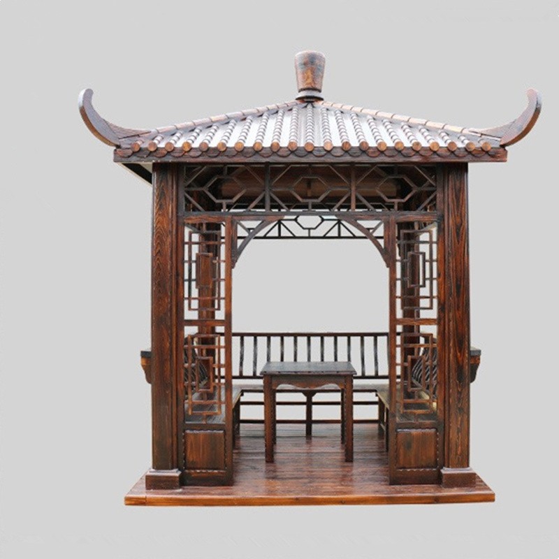 庭院别墅仿古四角凉亭 木质 花园景区公园 休闲亭 凉亭 木屋 现代简 2