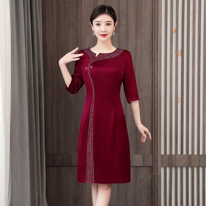 正咖女儿结婚妈妈婚礼上穿的衣服夏季中年婚宴礼服女小个子喜婆婆裙子