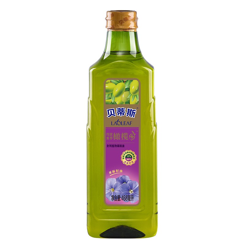 贝蒂斯亚麻籽橄榄食用植物调和油468ml 含12%特级初榨橄榄油 食用油 烹饪 凉拌 炒菜