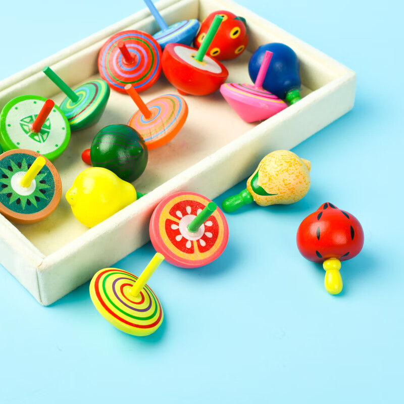 好沐音(haomuyin)80后怀旧玩具陀螺木质旋转新款儿童手动拧转男孩女孩