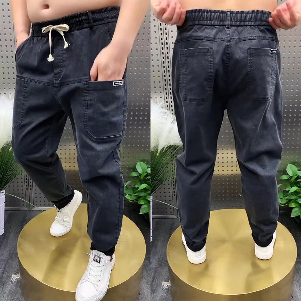 千蝉枫腿粗男生夏季裤子胖子穿的特加肥加大码加肥加大码工装牛仔裤男