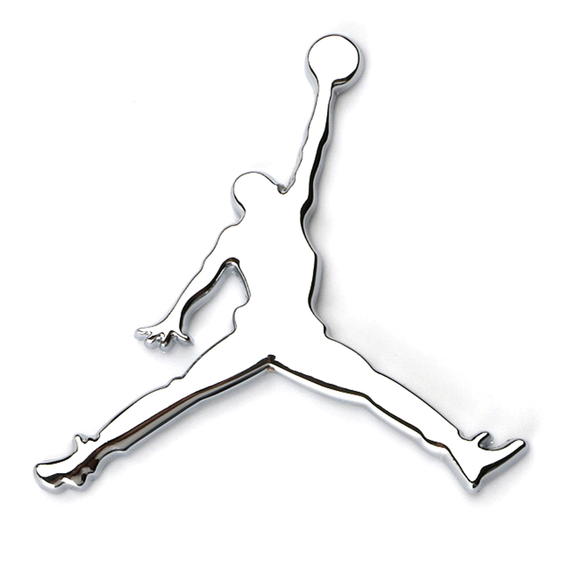 金属NBA乔丹飞人JORDAN车标个性装饰贴3D立体扣篮车贴汽车尾标贴 黑色-飞人扣蓝金属车贴
