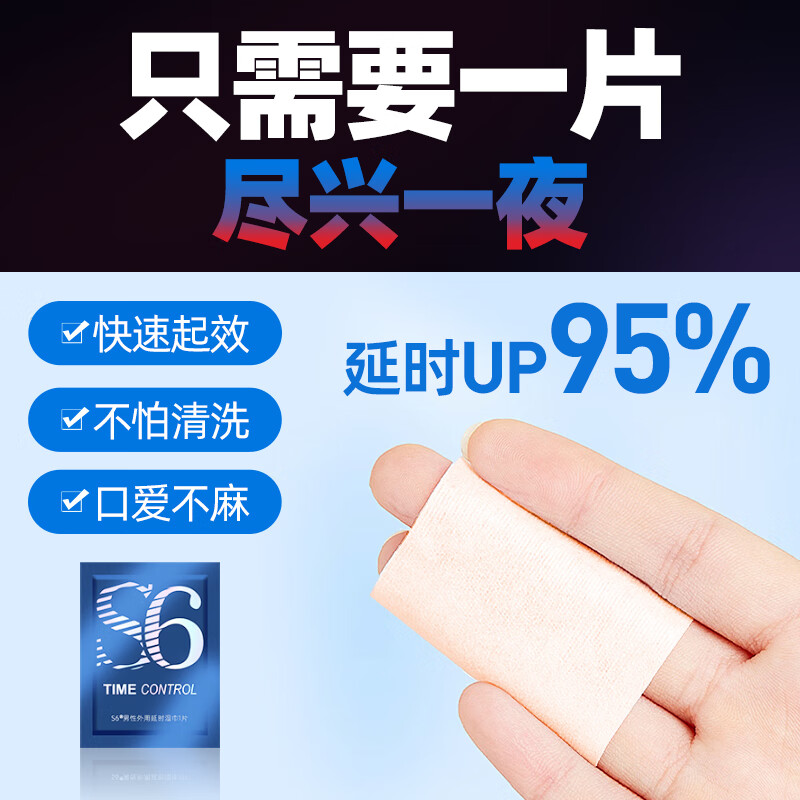 S6男性外用降敏快速起效持久温和不刺激口爱不麻印度神油 延时湿巾 【医级持久 一抹起效】3片