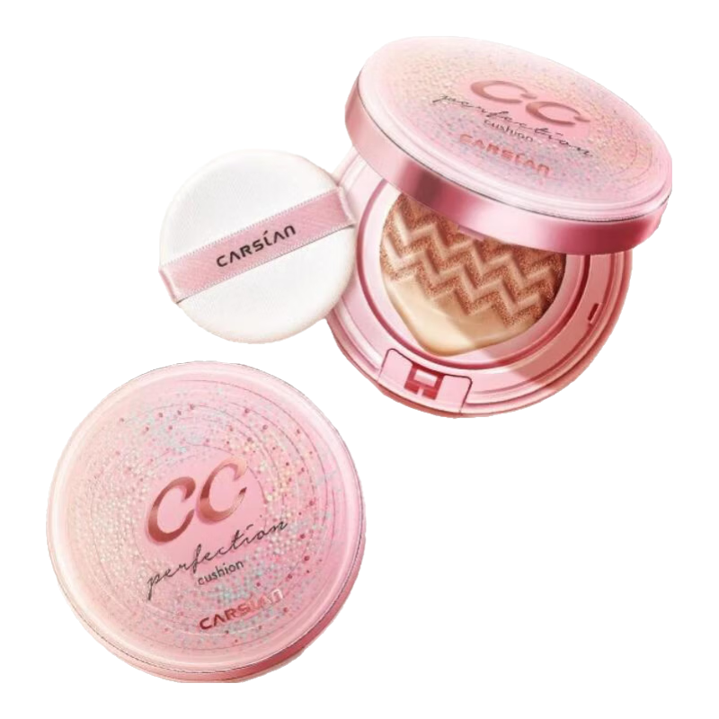 卡姿兰（Carslan）蜗牛气垫CC霜水润遮暇提亮不脱妆卡粉干皮保湿含替换芯圣诞节礼物 丝白色+眉笔棕色+润唇膏