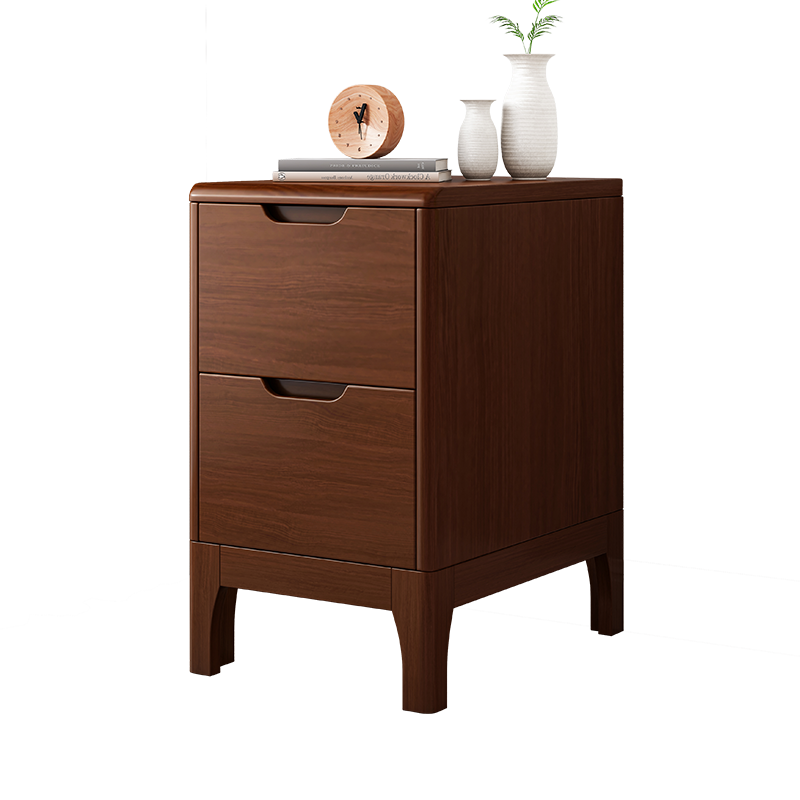 蔓斯菲尔实木床头柜家用卧室床边柜简约现代储物收纳柜迷你小型轻奢置物柜 【全橡胶木】原木色+白50*40*50