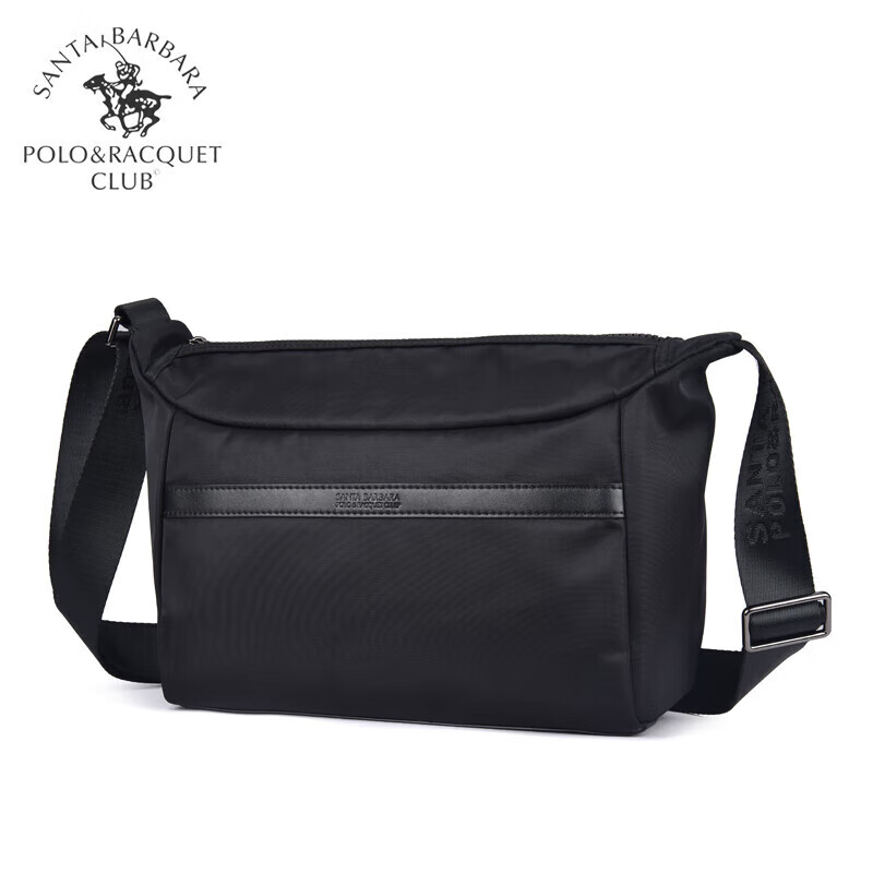 圣大保罗(polo&racquetclub)男包休闲单肩斜挎包大容量横款帆布斜肩包