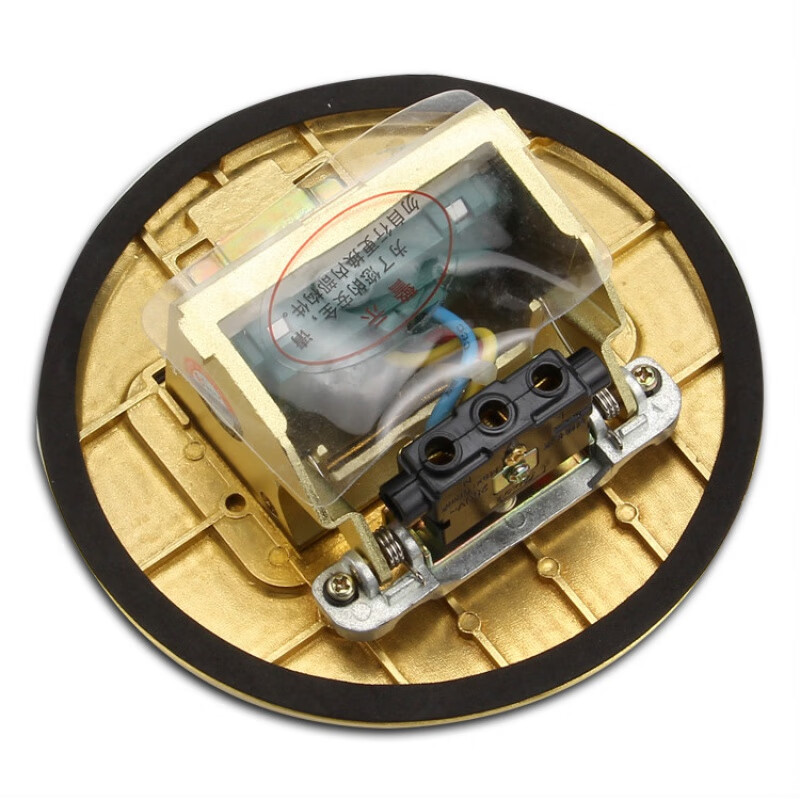 哲弘地地插铜水圆形弹起式五孔电源地面插座带底盒 插座带底盒