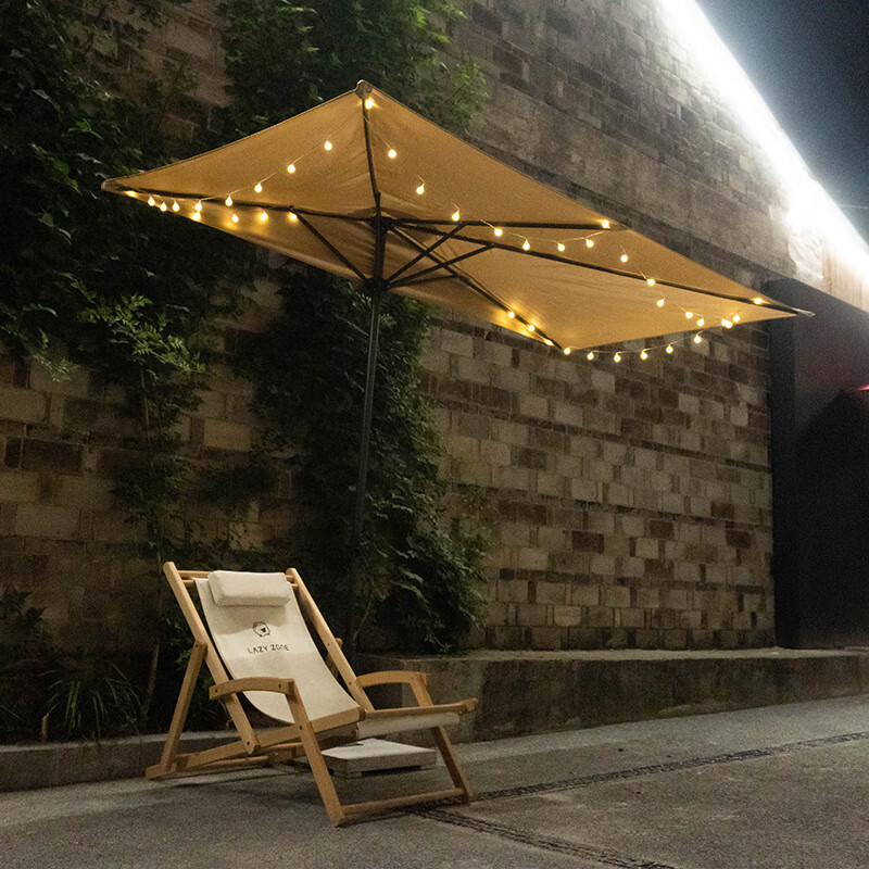 四角伞靠墙壁遮阳伞庭院花园室外 卡其色 无底座 不含安装及固定配