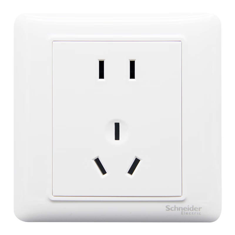 施耐德電氣 10A正五孔插座 86型暗裝墻壁電源開關(guān)5孔插座面板 睿意系列 白色