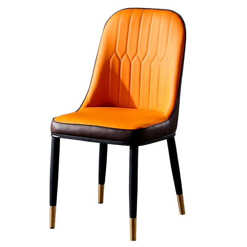 京居 椅子餐椅家用现代餐厅椅子软包皮革靠背椅休闲椅子咖啡厅洽谈接待椅 CY026 橘色(2把)