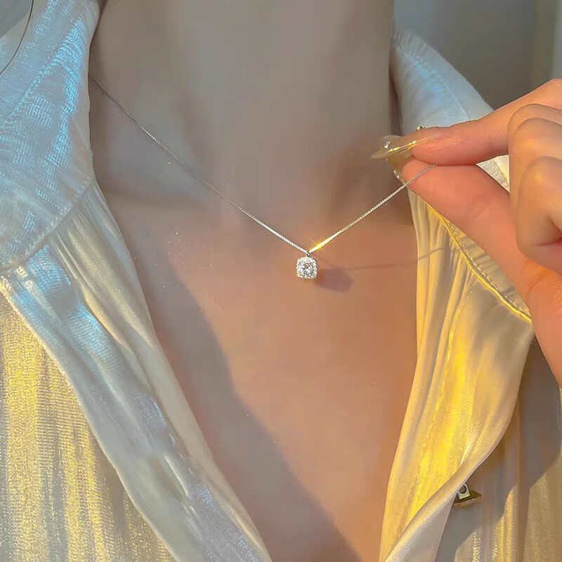 方糖项链女百搭高级感ins风小众轻奢简约高奢镶钻夏天礼物送女生 XL-059小方糖项链