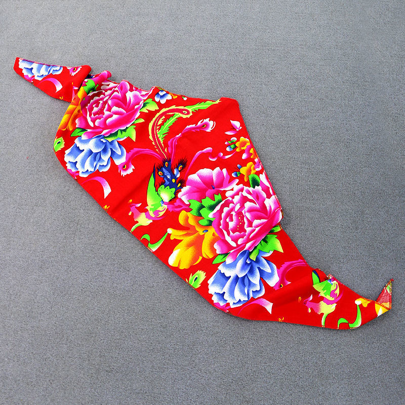 慕绮梦 东北大花布头巾民族风围巾演出三角巾二人转配饰酒店服务员