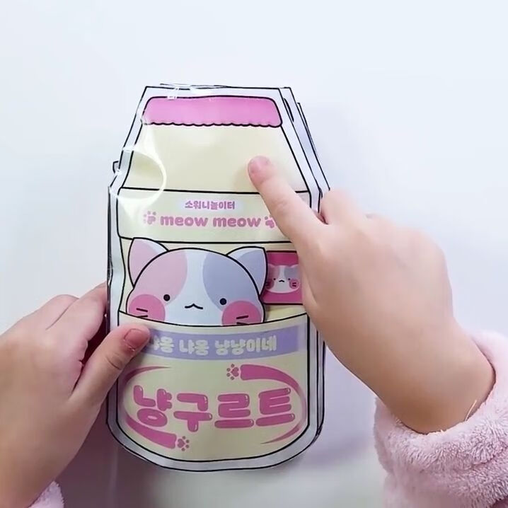 豆豆本小机关猫咪养乐多口袋书捏捏乐游戏安静书手工diy自制角色 猫咪