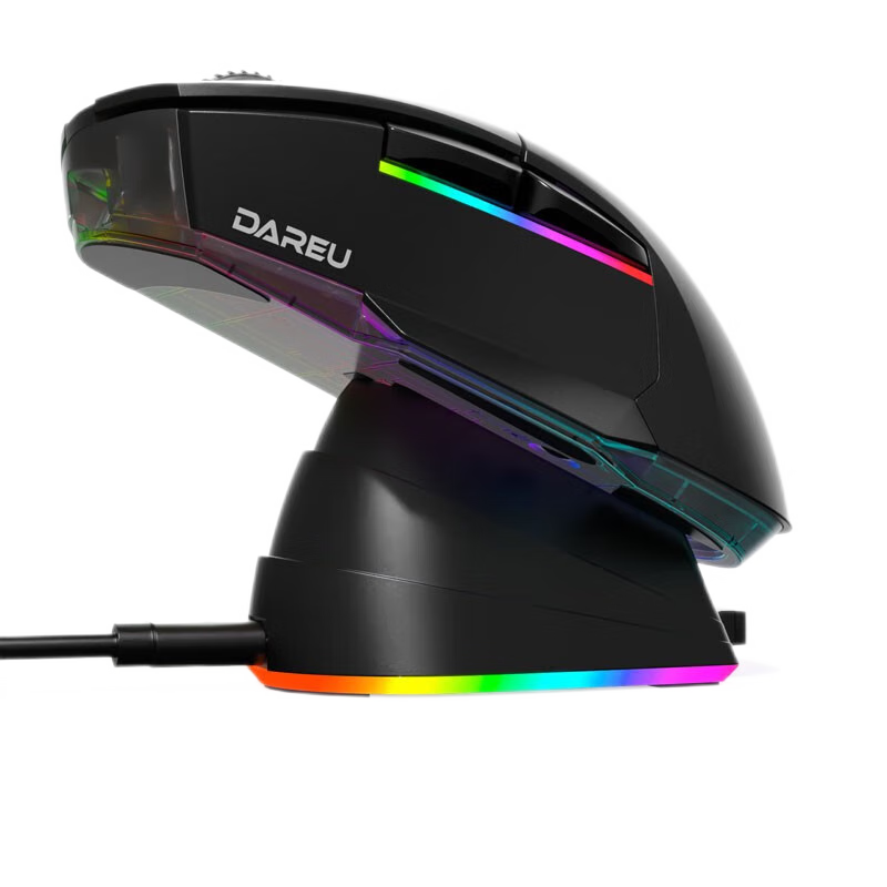 Dareu 达尔优 A955 2.4G蓝牙 多模无线鼠标 12000DPI RGB 黑色