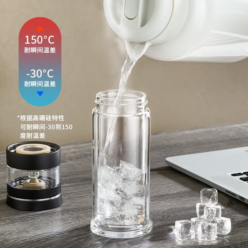 宝威玛(BVGMAV)英国玻璃杯 茶水分离杯大容量 办公商务杯 高档礼品长辈 尊雅蓝 260ml