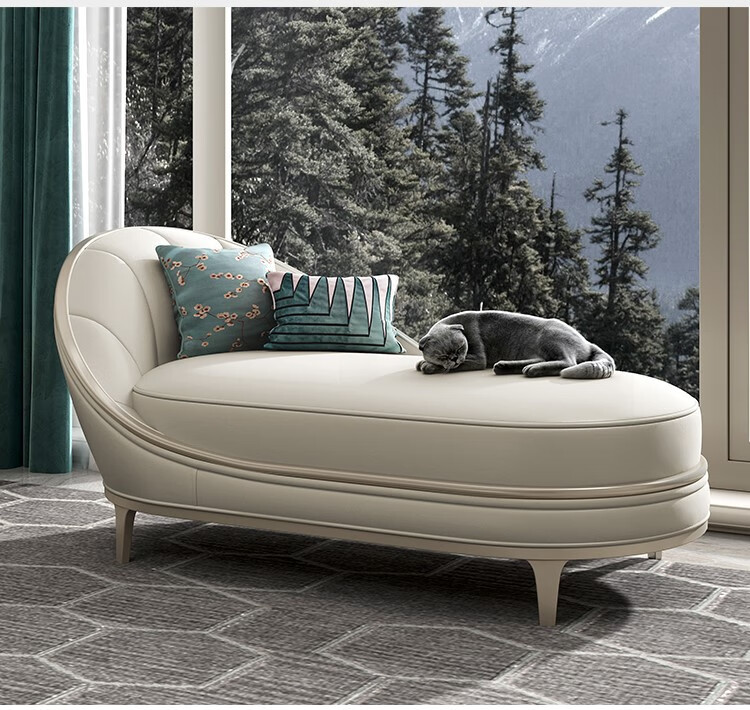 杋起美式卧室贵妃榻后现代简约客厅美人榻懒人沙发躺椅轻奢实木贵妃椅