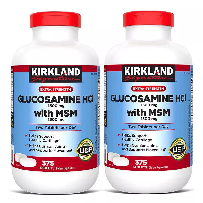 kirkland氨糖软骨素维骨力含msm 1500mg 美国进口375粒*2瓶 375粒*2瓶