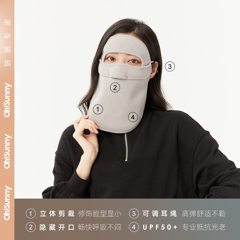 OhSunny保暖大口罩女秋冬全脸立体防风透气护颈加厚防寒面罩男 深海蓝-护颈透气款