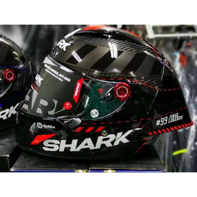 2022新款鲨鱼头盔 鲨鱼摩托车冬测99洛伦佐碳纤维大尾翼头盔 lorenzo
