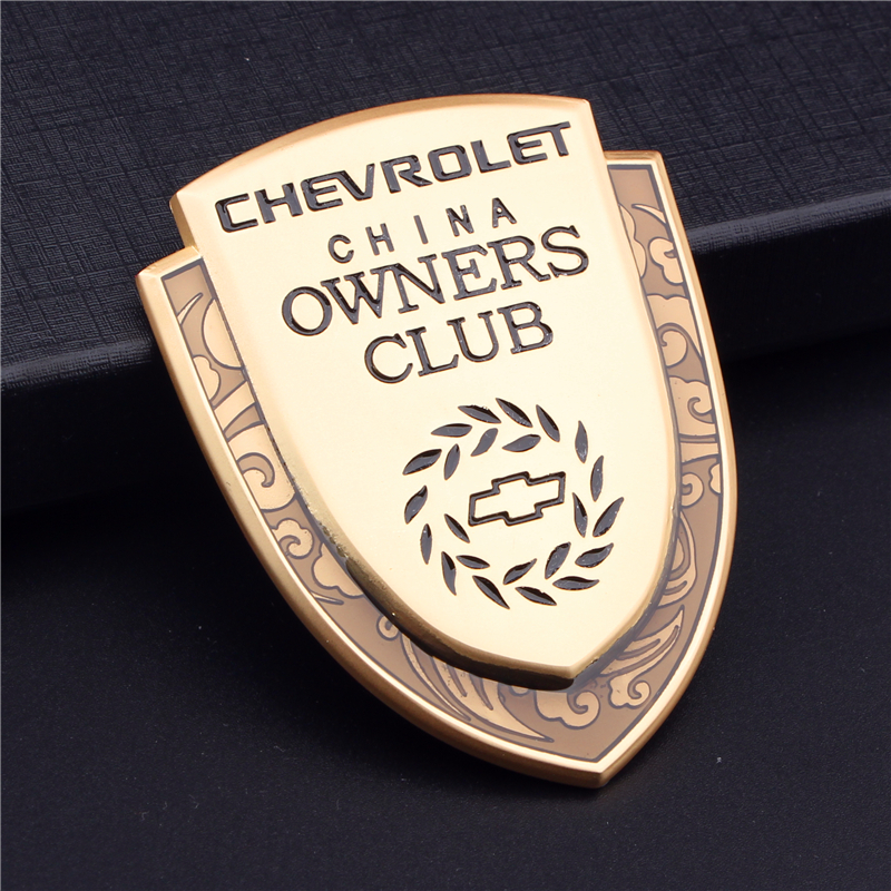金属车标科鲁兹迈锐宝车窗改装侧标装饰车贴 雪佛兰金色盾牌贴标一个