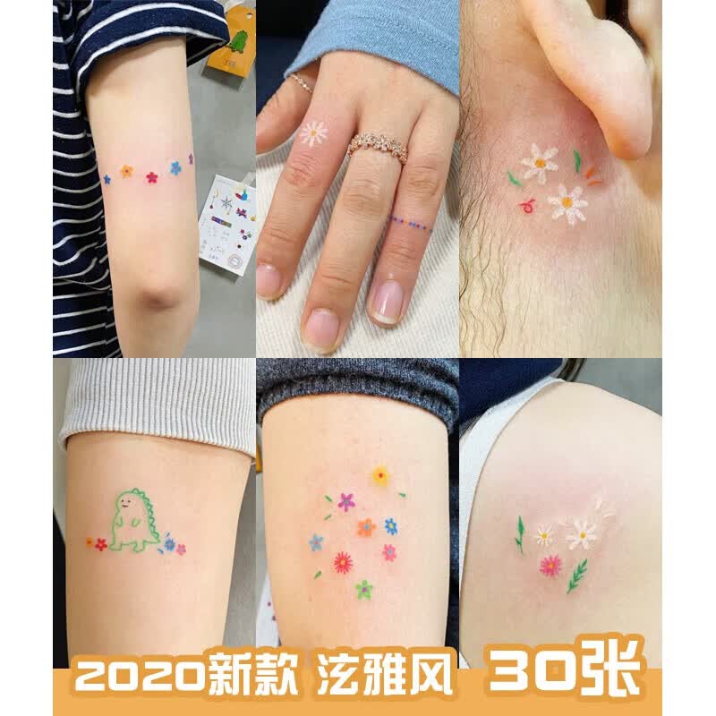 魅迪芬纹身贴防水男女持久仿真可爱卡通儿童小雏菊泫雅风图案贴纸ins风