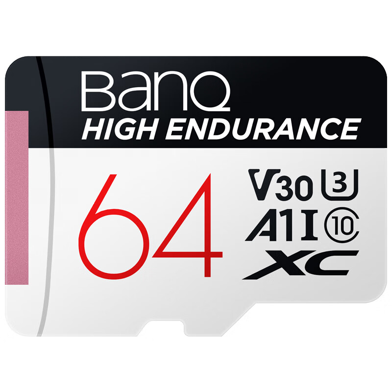 banq 64GB TF（MicroSD）存储卡 A1 U3 V30 4K 行车记录仪&安防监控专用内存卡 高度耐用 读速100MB/s