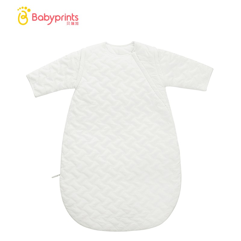 Babyprints婴儿睡袋儿童宝宝防踢被秋冬调温新生儿睡袋 白色