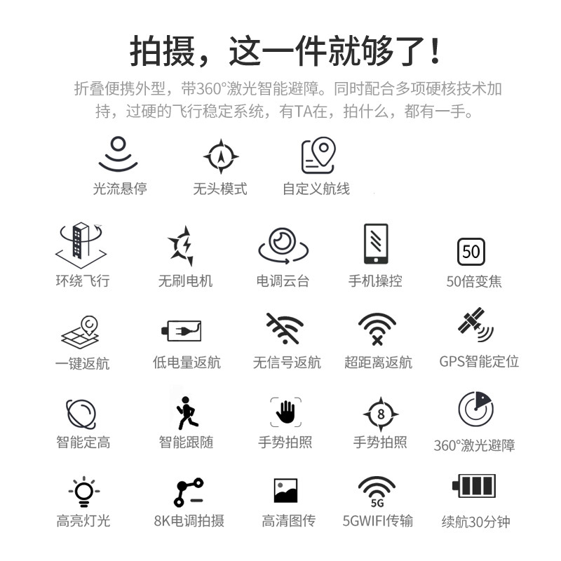 星控智能 激光避障无人机航拍高清超长续航专业无刷GPS智能返航遥控飞机 激光避障款一电30分钟续航
