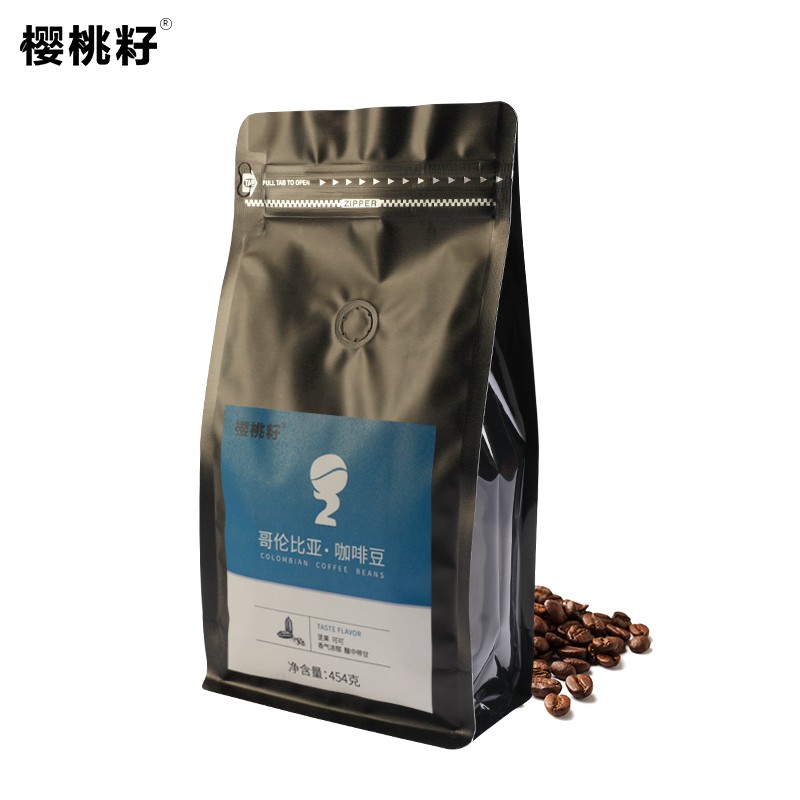 樱桃籽 哥伦比亚咖啡豆 醇香 美式咖啡 原产地咖啡豆新鲜烘焙 可现磨黑咖啡粉 咖啡豆454g