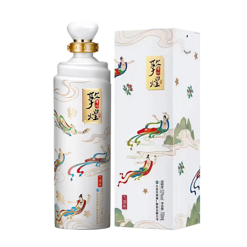 洋河飞天敦煌 绵柔型白酒礼盒 52度 700ml 1瓶 单支礼盒