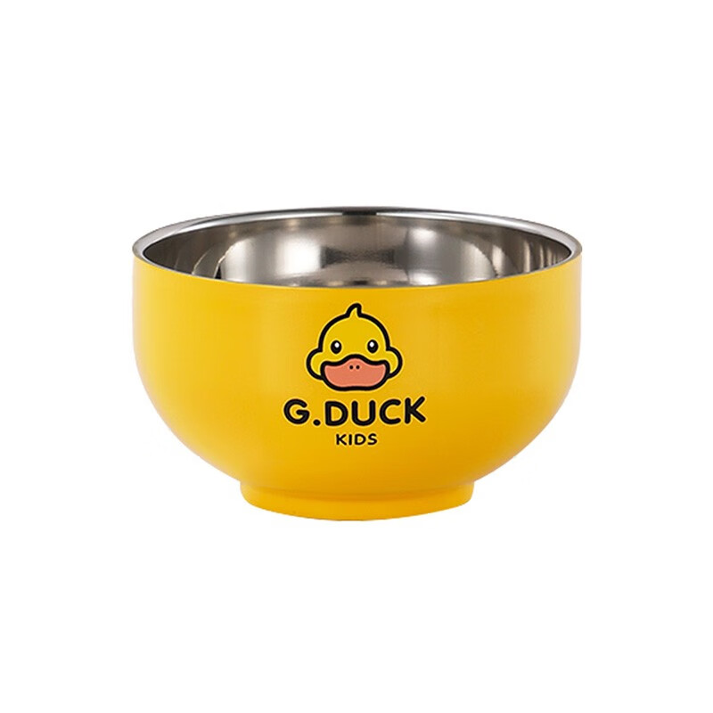 G.DUCK小黄鸭 儿童辅食碗吃饭碗不锈钢感温碗 1件装