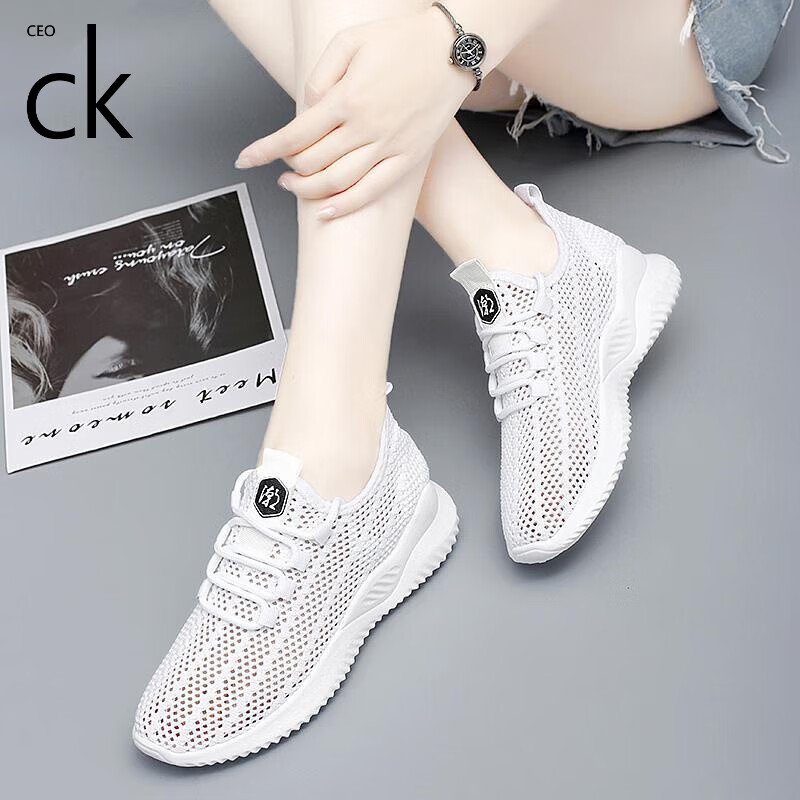 ceock单网鞋女透气网面网眼女鞋夏天大码镂空女41-43夏季小白鞋34码