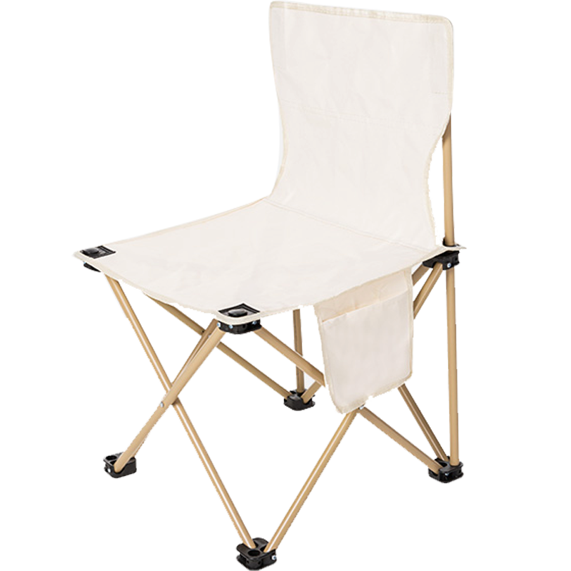 密林 户外折叠椅子折叠凳子便携式板凳钓鱼椅马扎美术生露营休闲轻LL 大号米白+收纳袋