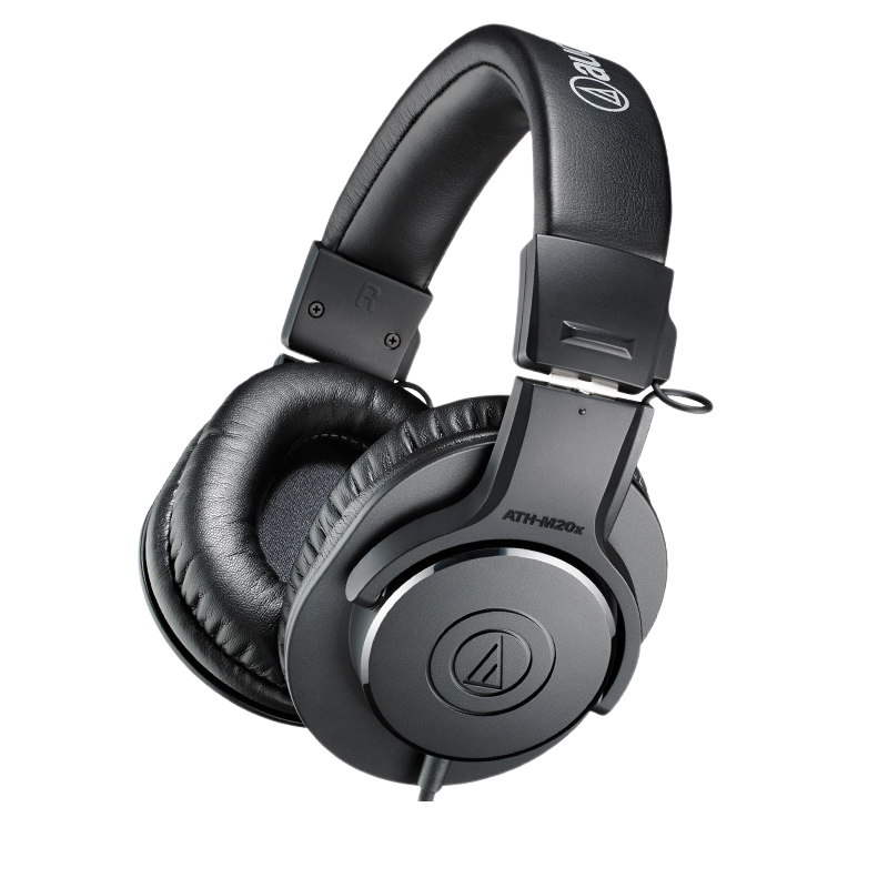 audio-technica 铁三角 M20x 耳罩式头戴式动圈有线耳机 黑色 3.5mm