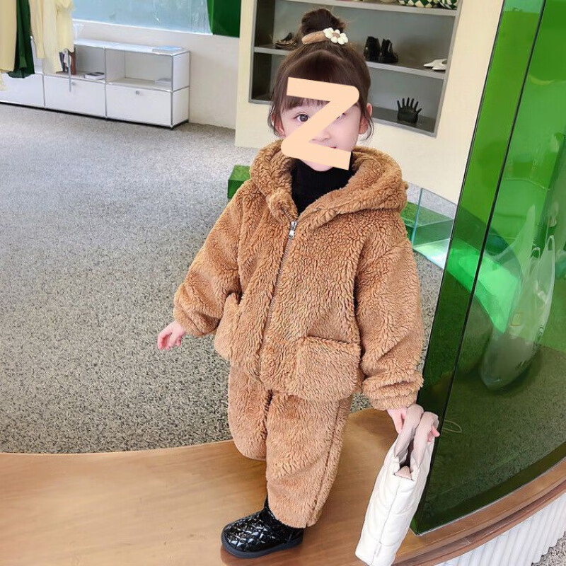 乔僖枫女童套装秋冬0-3岁儿童冬装小孩衣服女加厚幼童衣服韩 驼色 80