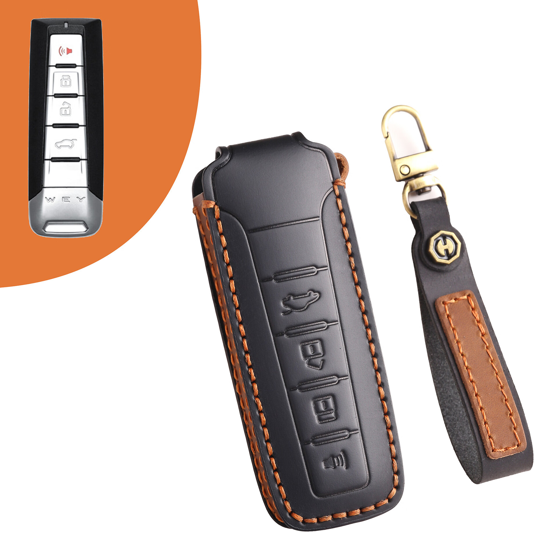 适用于长城魏派钥匙套vv5 vv6摩卡拿铁扣vv7车玛奇朵wey真皮包 黑色