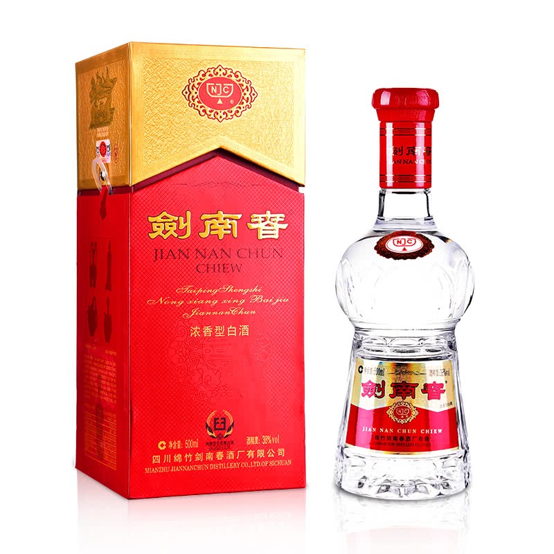 38度 剑南春500ml 四川 水晶剑 浓香型白酒 川酒 低度白酒 酒仙网