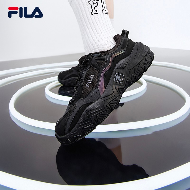 FILA 斐乐官方老爹鞋 2023年春季新年运动鞋跑步鞋掠夺者女鞋 黑-BK 37.5