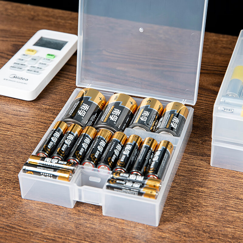 日本进口电池收纳盒5号7号1号2号通用电池保护盒储存盒防水塑料盒子 透明