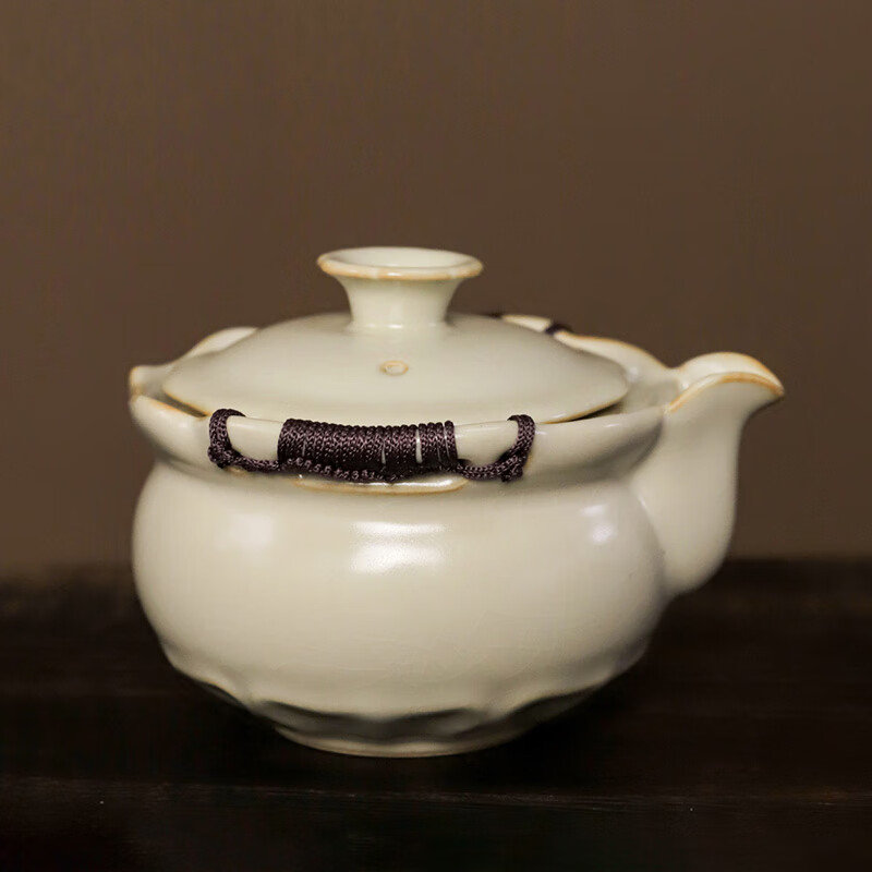 祥业  黄汝窑汉锋茶壶单壶家用陶瓷泡茶器具一人用中式女士茶水壶 黄